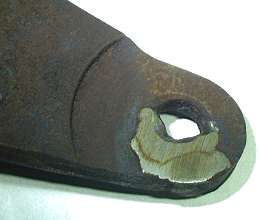 Welded clevis pin hole in brake/clutch pedal