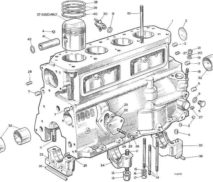 MGA Twin Cam engine block parts