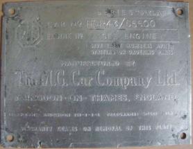 Later MGA 1500 Original ID plate